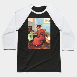 Sewing Cat by Louis Wain Baseball T-Shirt